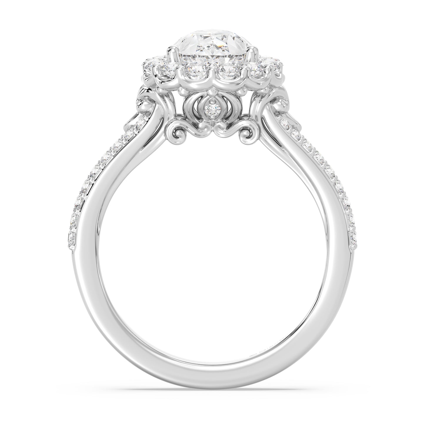 Enchanted Star Lab Grown Diamond 14K Gold Cinderella Split Shank Halo Engagement Ring