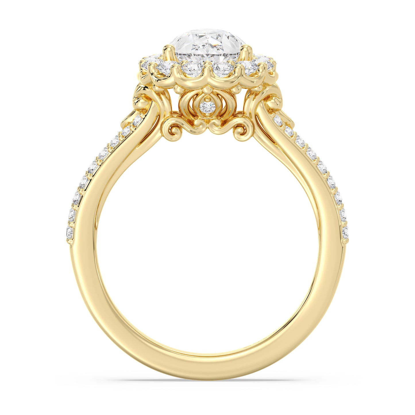 Enchanted Star Lab Grown Diamond 14K Gold Cinderella Split Shank Halo Engagement Ring