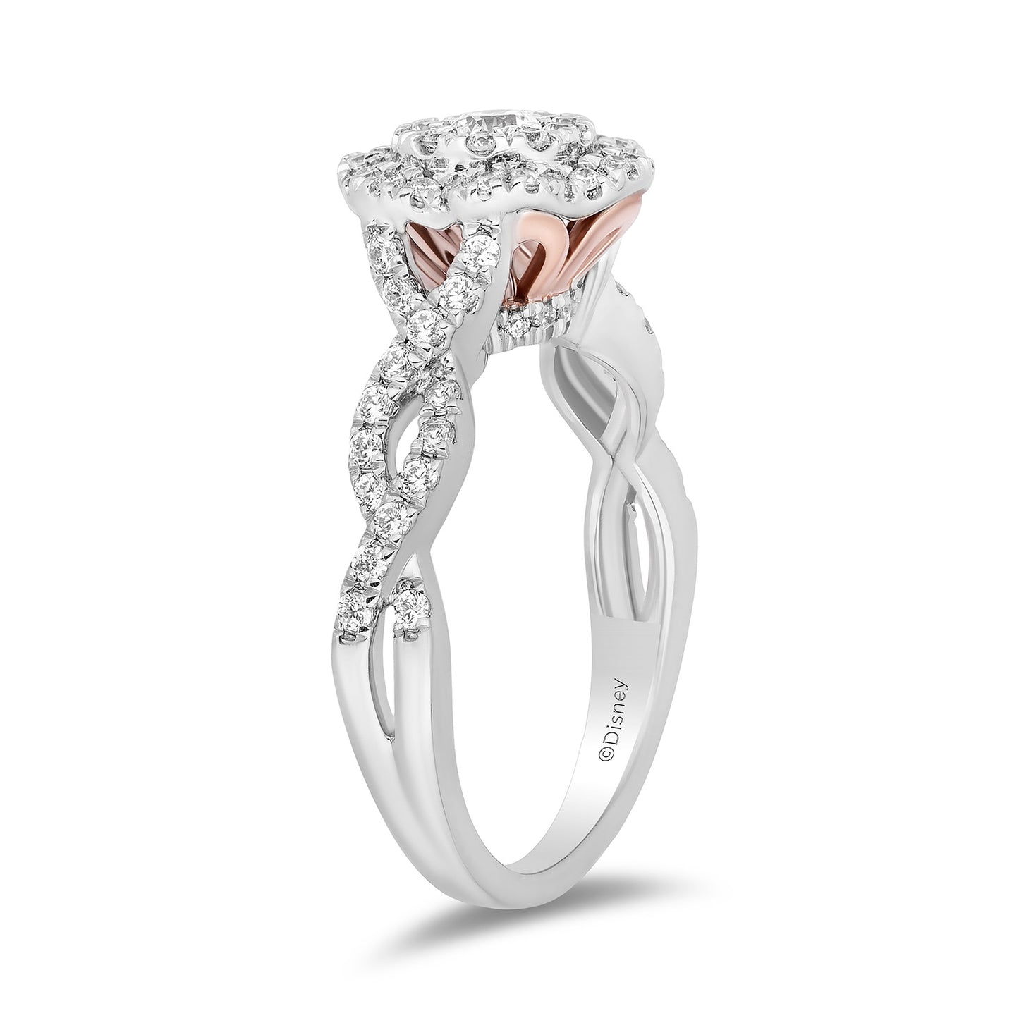 Enchanted Disney Fine Jewelry 14K Rose Gold and White Gold with 5/8 CTTW Diamonds Belle Engagement Ring