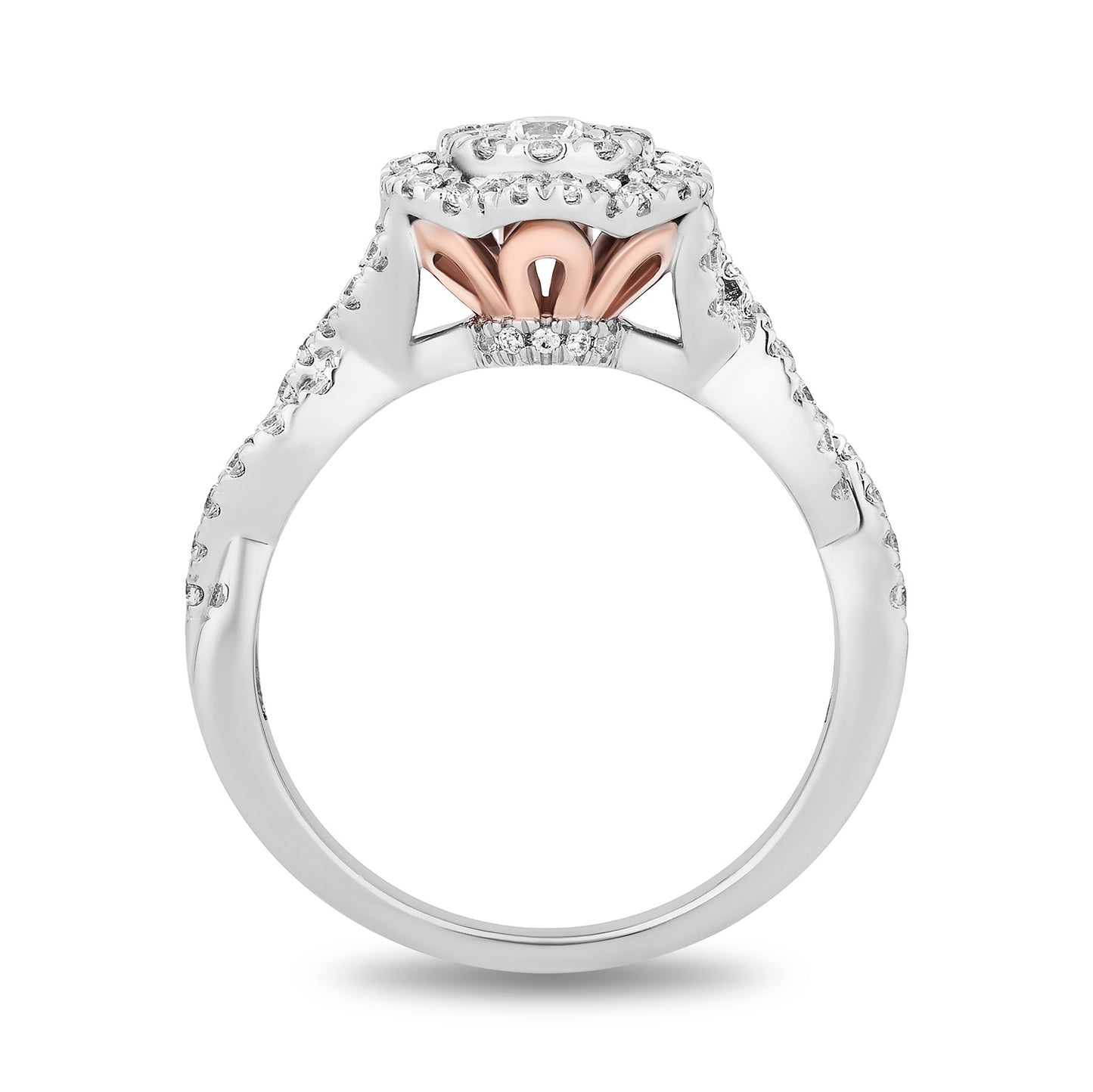 Enchanted Disney Fine Jewelry 14K Rose Gold and White Gold with 5/8 CTTW Diamonds Belle Engagement Ring
