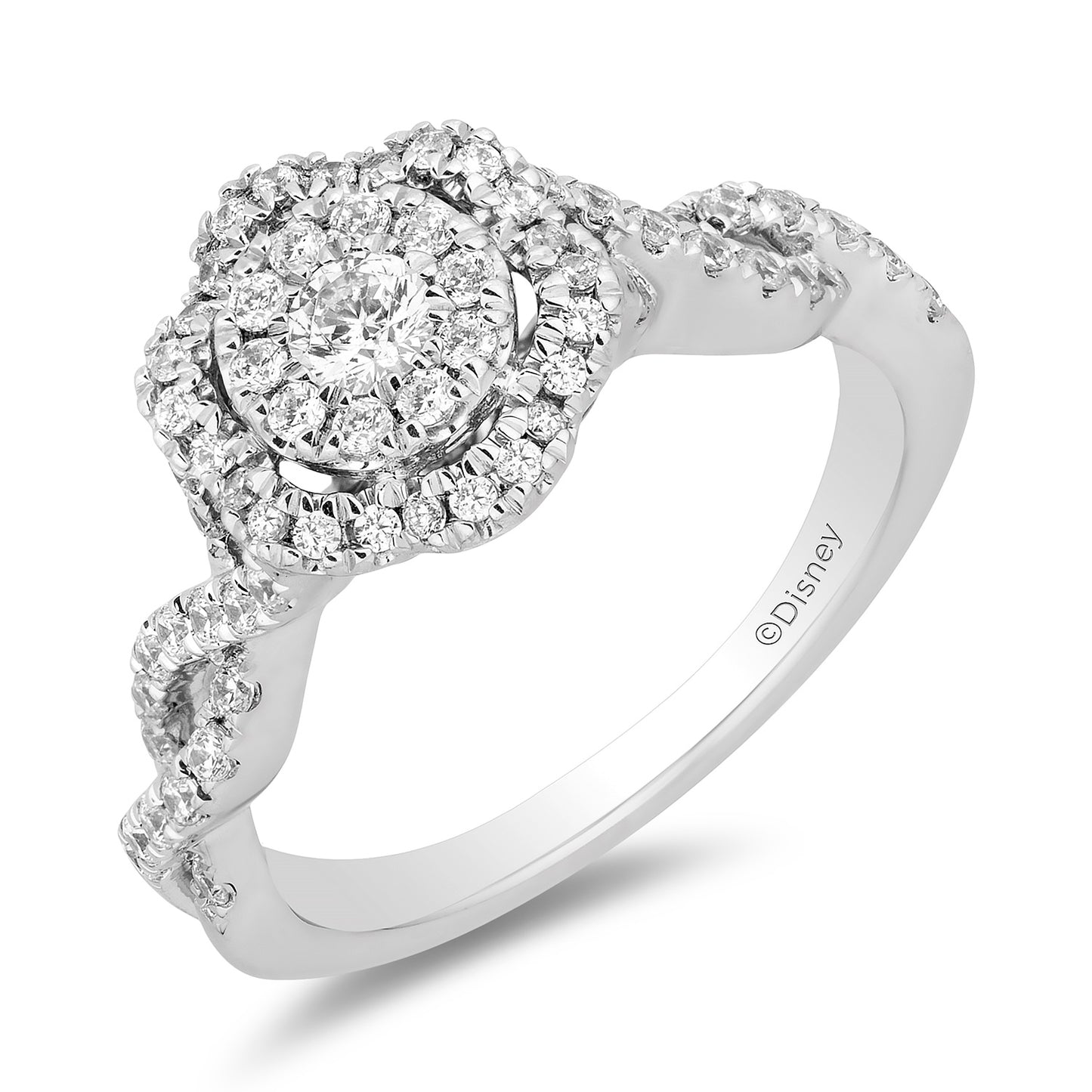 Enchanted Disney Fine Jewelry 14K Rose Gold and White Gold with 5/8 CTTW Diamonds Belle Engagement Ring