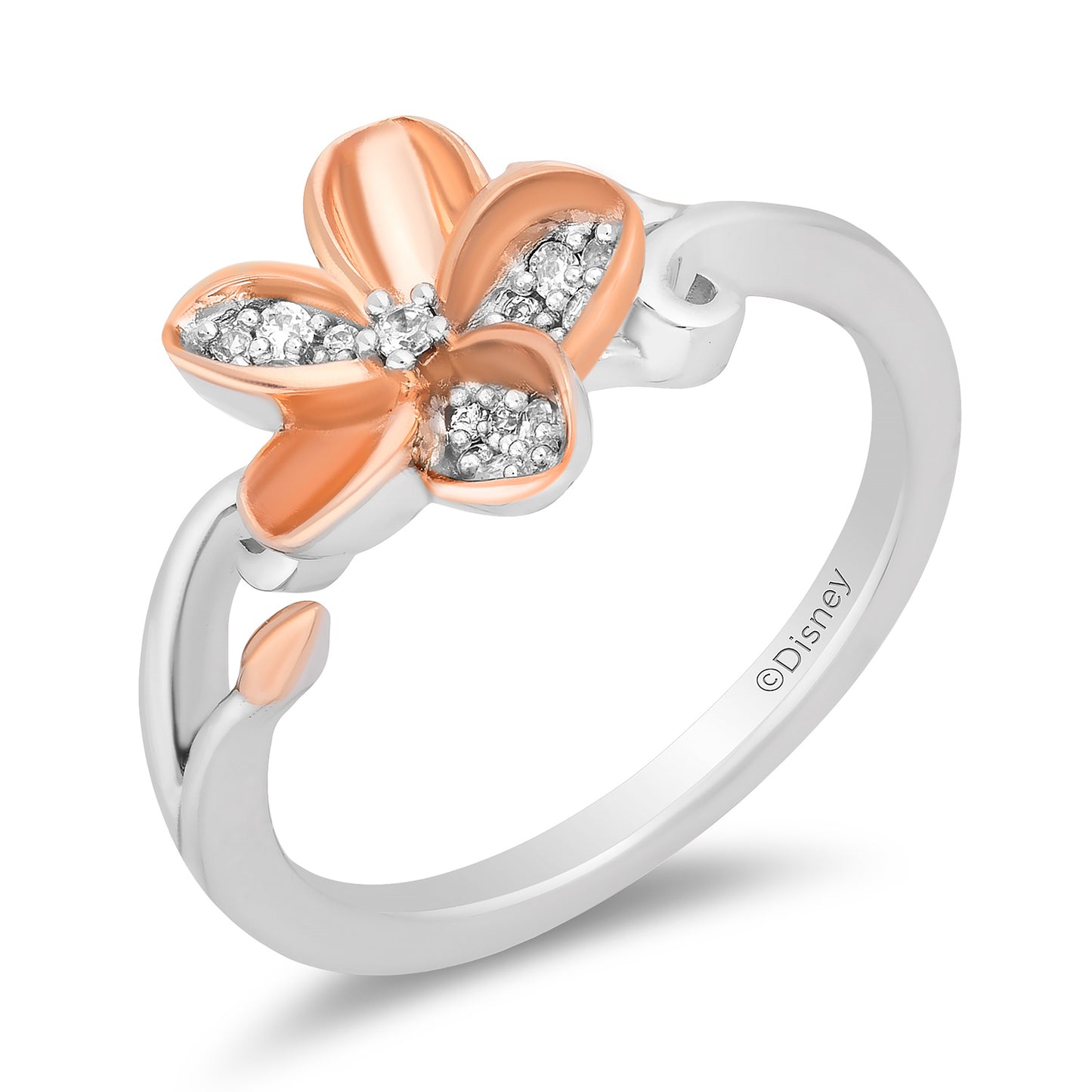 Enchanted Disney Fine Jewelry 14K Rose Gold Over Sterling Silver with 1/10 CTTW Diamonds Moana Ring