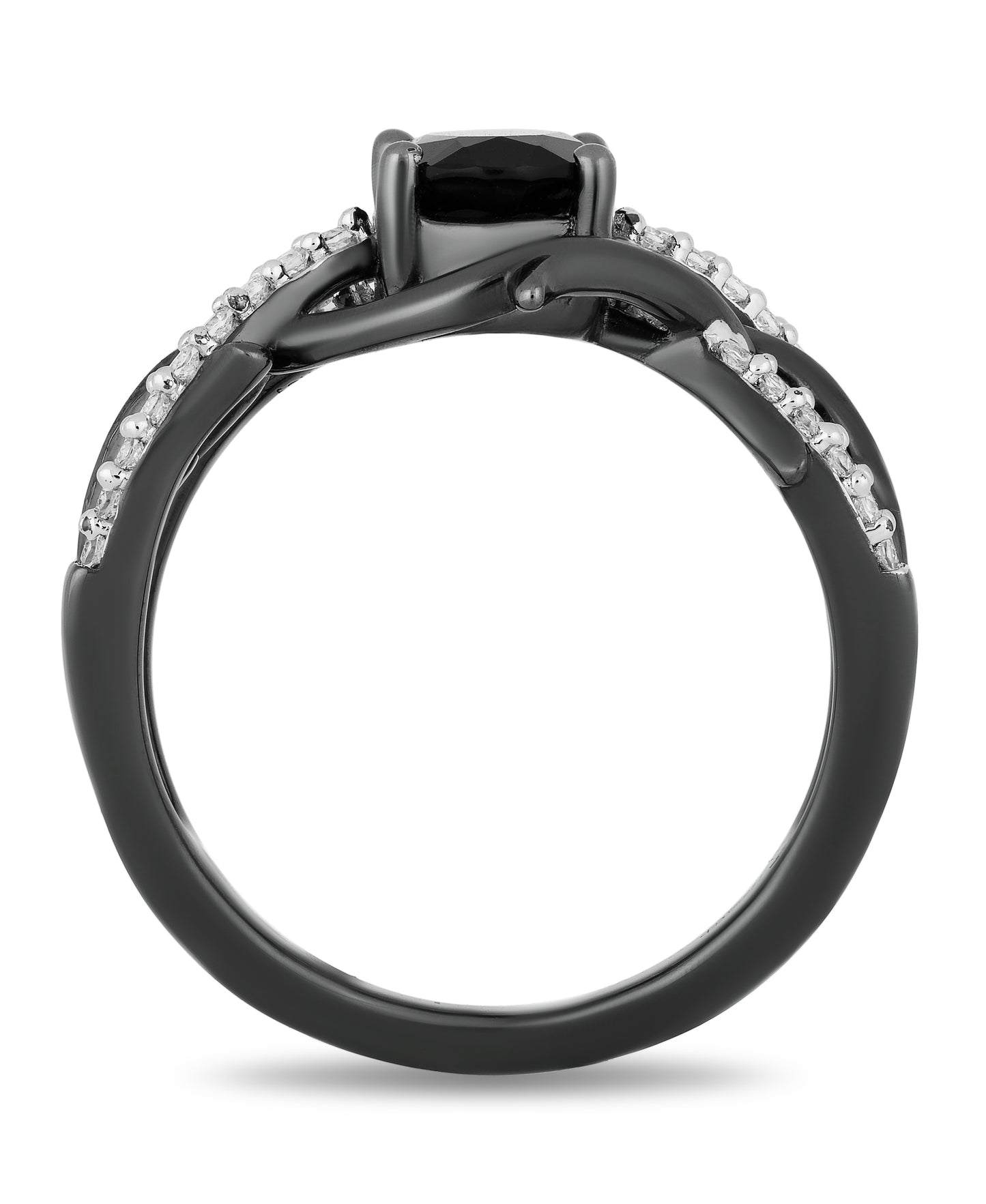 Enchanted Disney Fine Jewelry Black Rhodium Over Sterling Silver with 1/5 CTTW Diamonds and Onyx Maleficent Ring