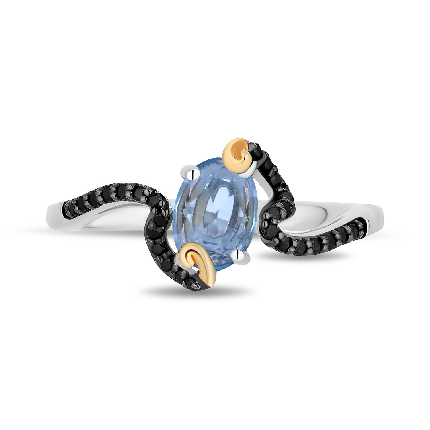 Disney Jasmine Inspired Diamond and Swiss Blue Topaz Ring in Black