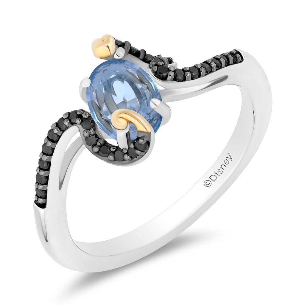 Disney Jasmine Inspired Diamond and Swiss Blue Topaz Ring in Black