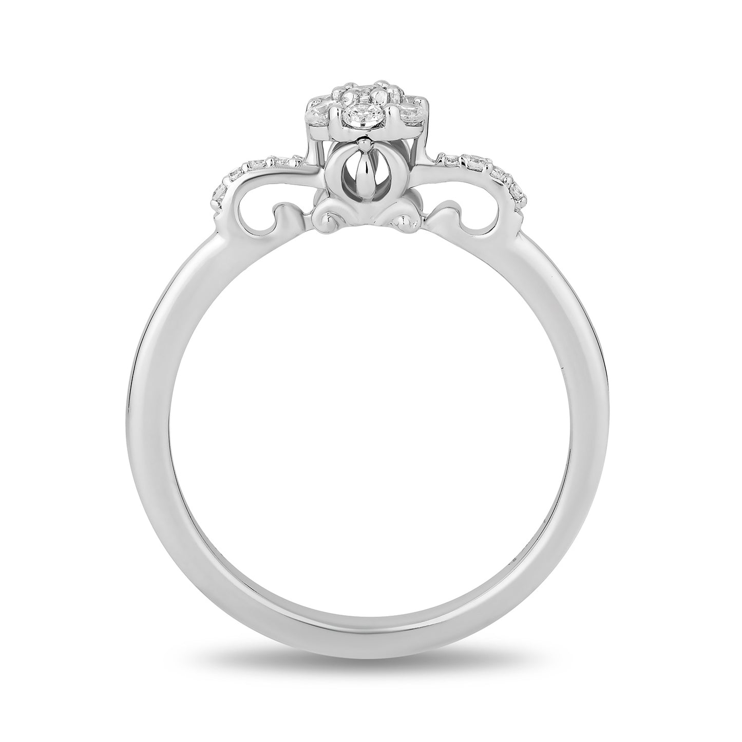 Enchanted Disney Fine Jewelry 10K White Gold with 1/4 CTTW Diamonds Cinderella Engagement Ring