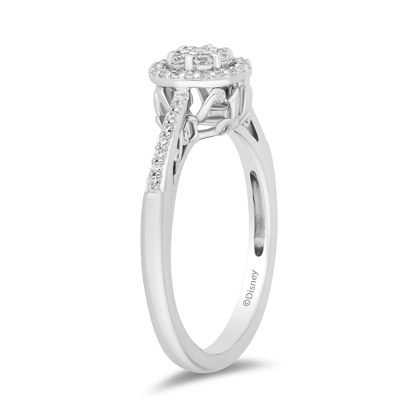 Enchanted Disney Fine Jewelry 14K White Gold with 1/2 CTTW Diamonds Cinderella Engagement Ring