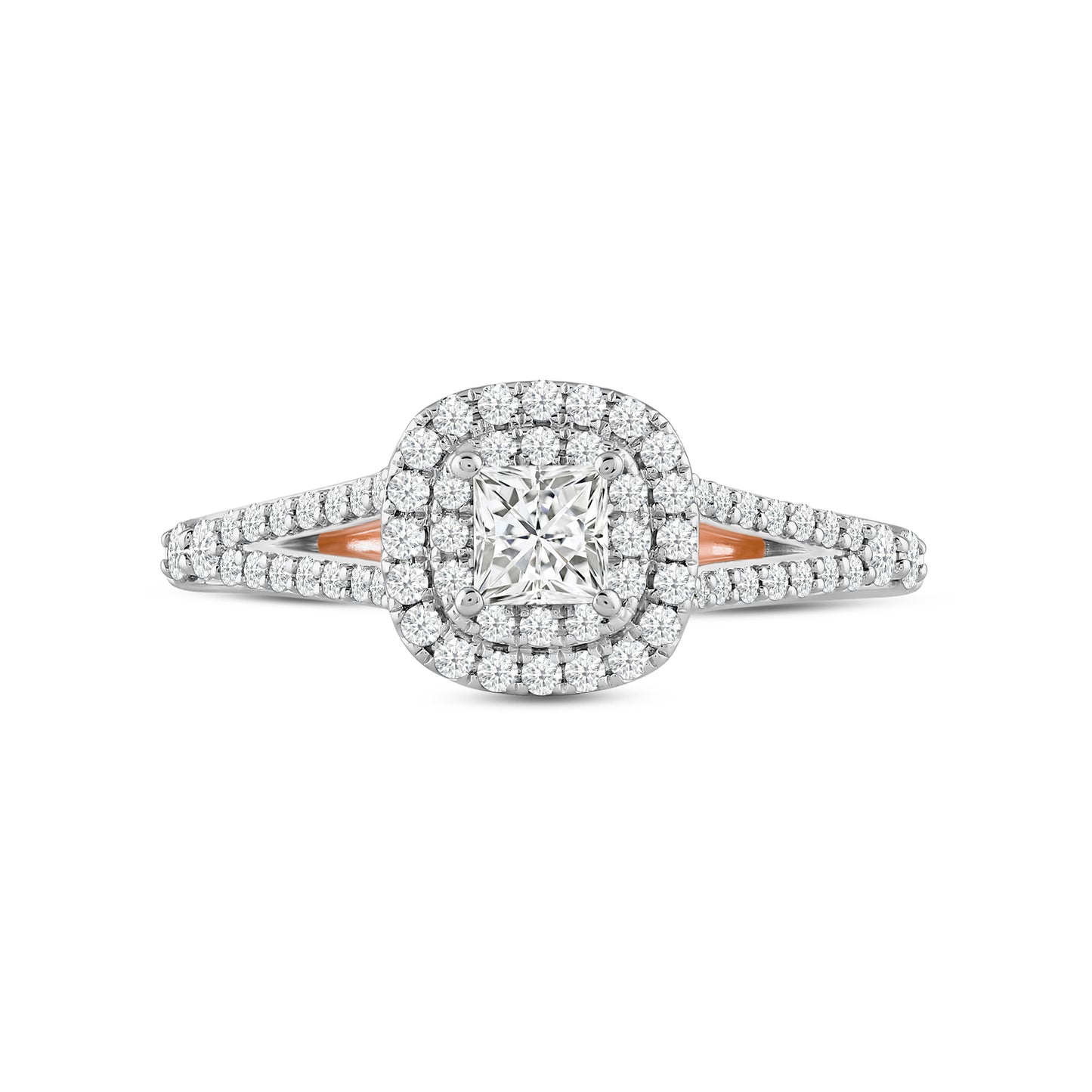 Enchanted Disney Fine Jewelry 14K White and Rose Gold with 3/4 CTTW Diamond, Disney's Belle Engagement Ring