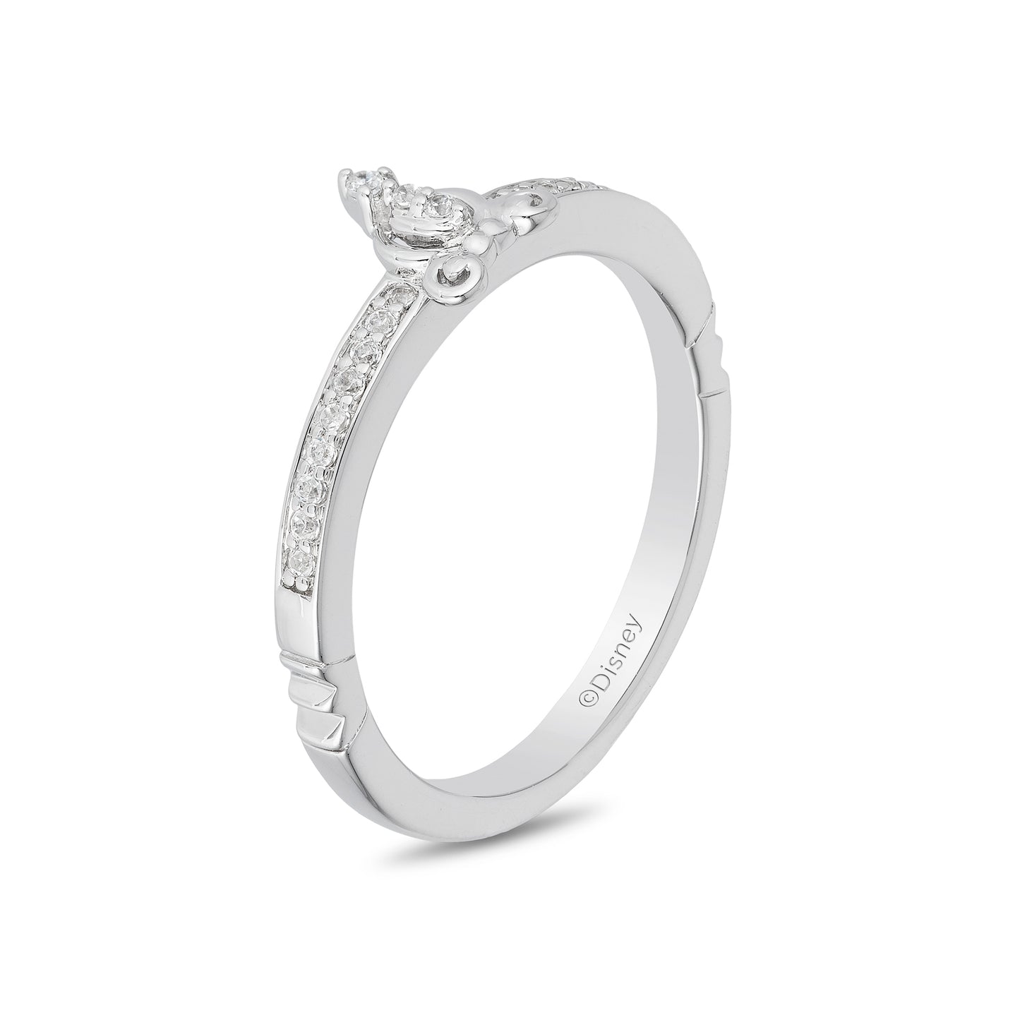 Enchanted Disney Fine Jewelry Sterling Silver 1/10 CTTW Cinderella Ring