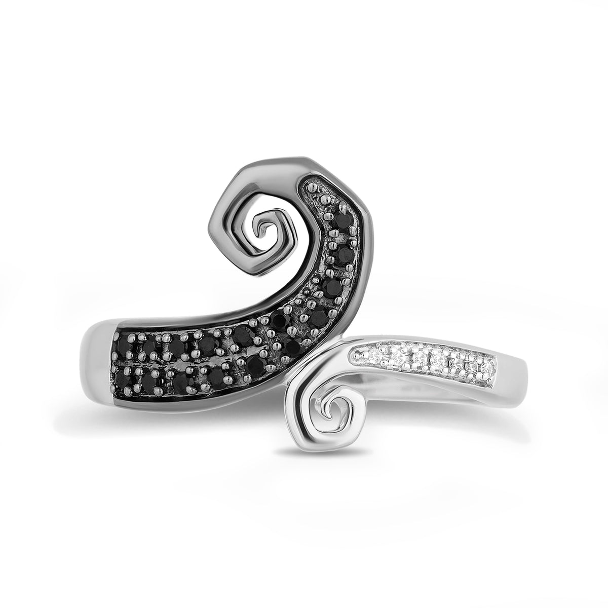 Disney Jewels Black Rhodium over Sterling Silver with 1/8 CTTW Black and White Diamonds, Disney Tim Burton's The Nightmare Before Christmas Ring