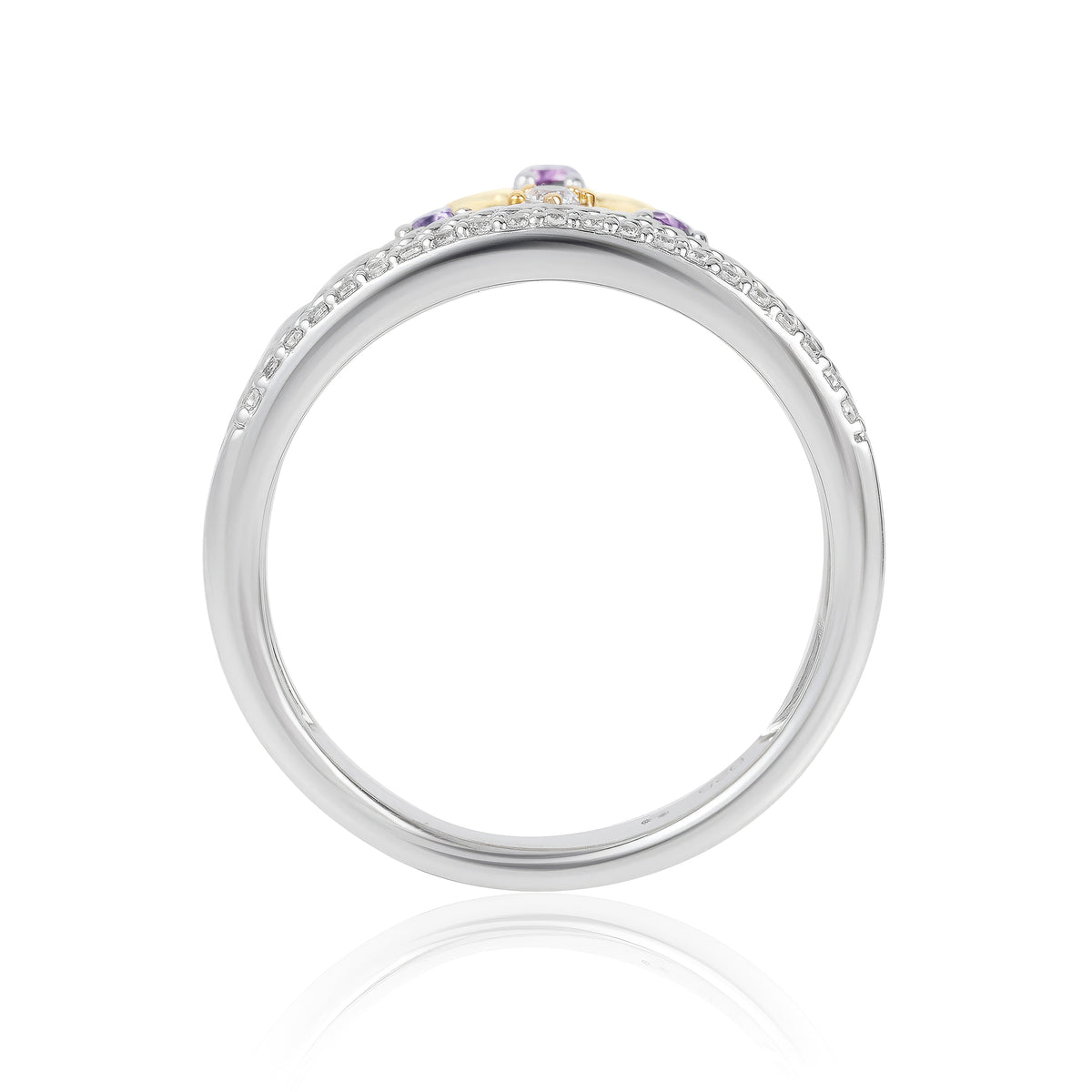 Enchanted Disney Fine Jewelry 14K Yellow Gold over Sterling Silver with 1/10 CTTW Rose-de-France Disney's Rapunzel Ring