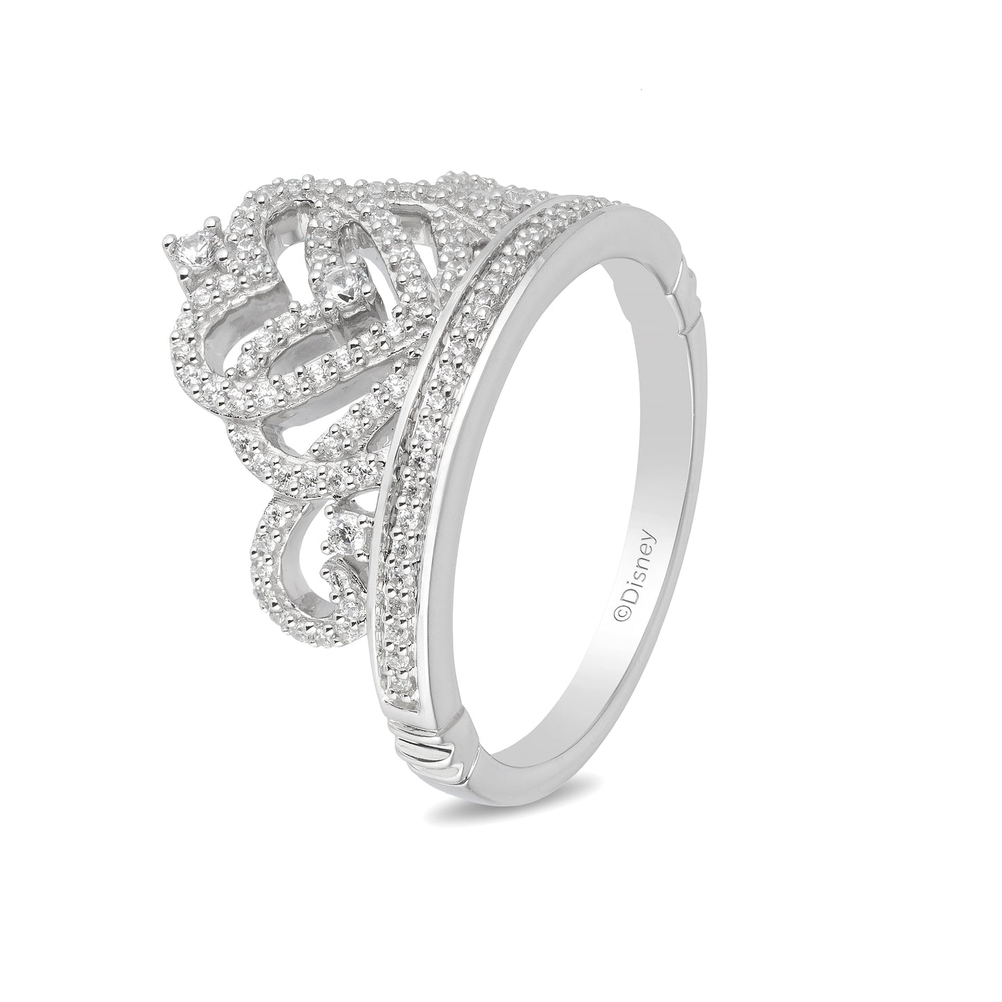 Enchanted Disney Fine Jewelry 10K White Gold 1/3 CTTW Majestic Princess Tiara Ring