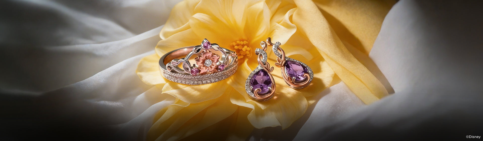Disney's Rapunzel Inspired Diamond And Gemstone Jewelry Desktop Banner