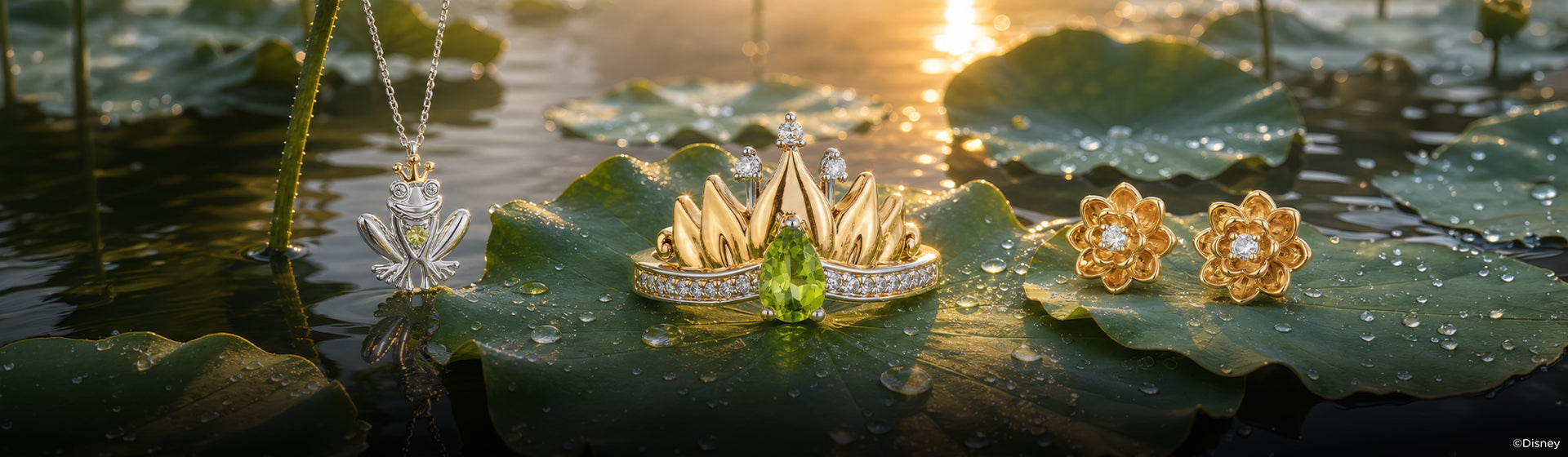 Disney's Tiana Inspired Diamond And Gemstone Jewelry Desktop Banner