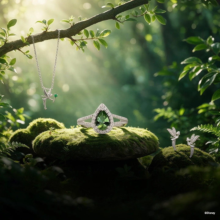 Explore diamond and gemstone rings inspired by Disney's Tinker Bell Mobile Banner