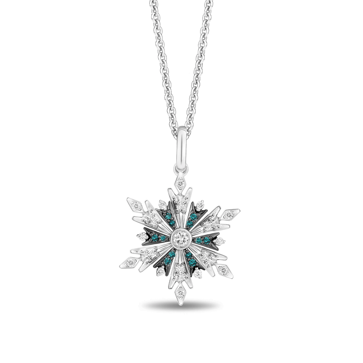 Disney Elsa Inspired White Blue Diamonds Frozen Spinning Pendant