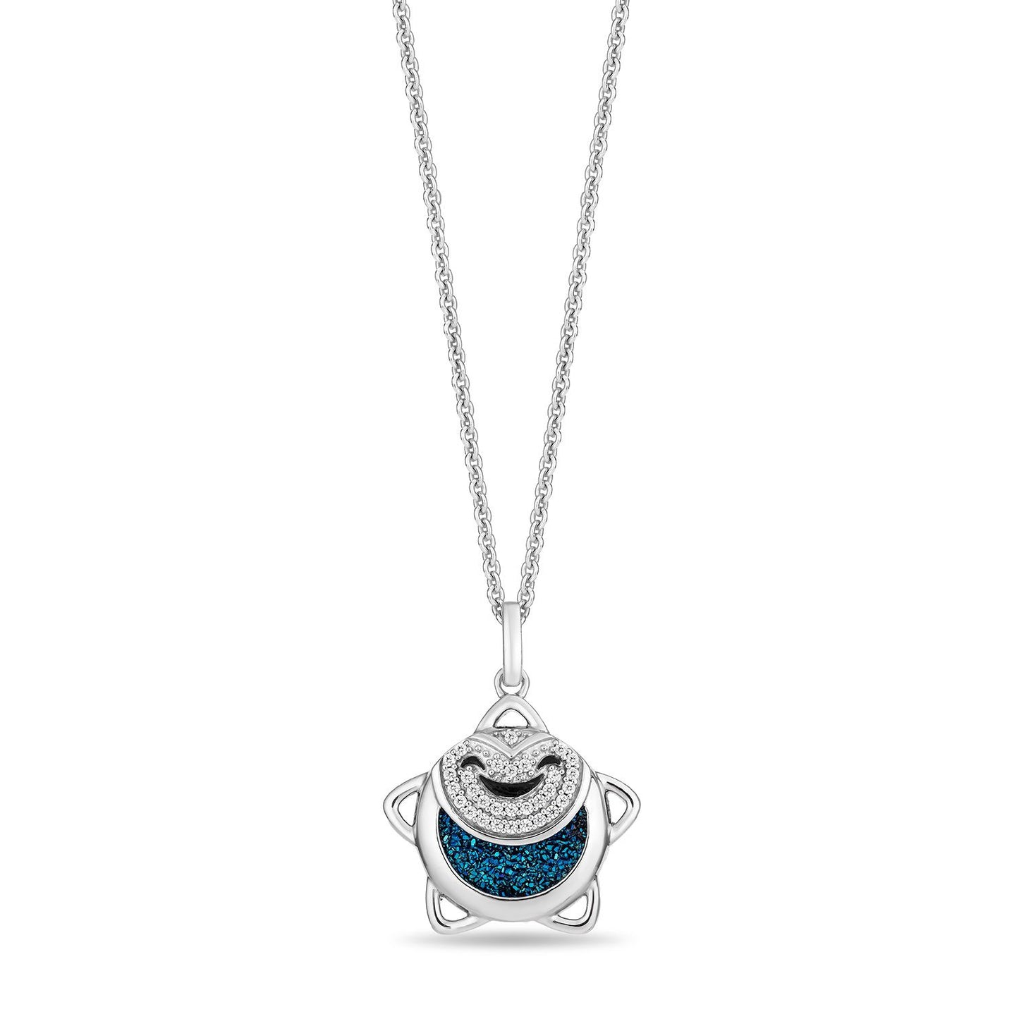 Enchanted Disney Fine Jewelry Sterling Silver with 1/10 CTTW Diamonds Wishing Star Pendant Necklace