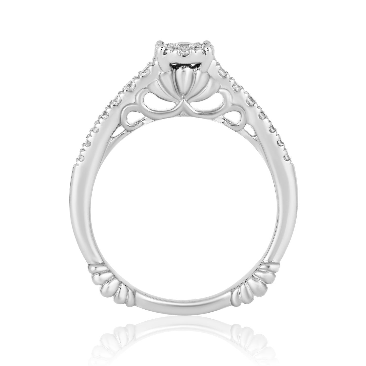 Enchanted Disney Fine Jewelry 14K White Gold with 1/2 CTTW Ariel Shell Bridal Set