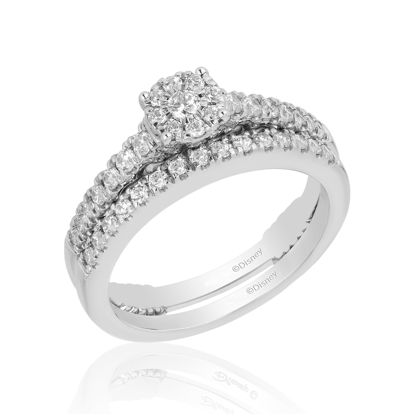 Enchanted Disney Fine Jewelry 14K White Gold with 1/2 CTTW Ariel Shell Bridal Set