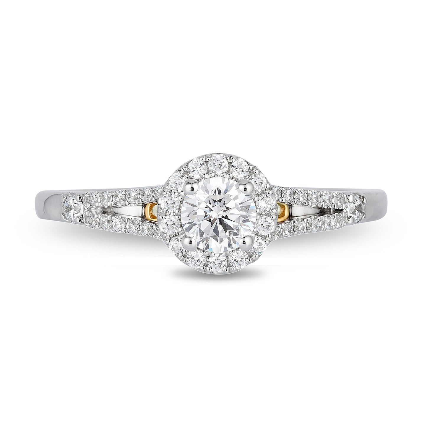 Enchanted Disney Fine Jewelry 14K White Gold and Yellow Gold With 1/2 CTTW Diamond Cinderella Engagement Ring