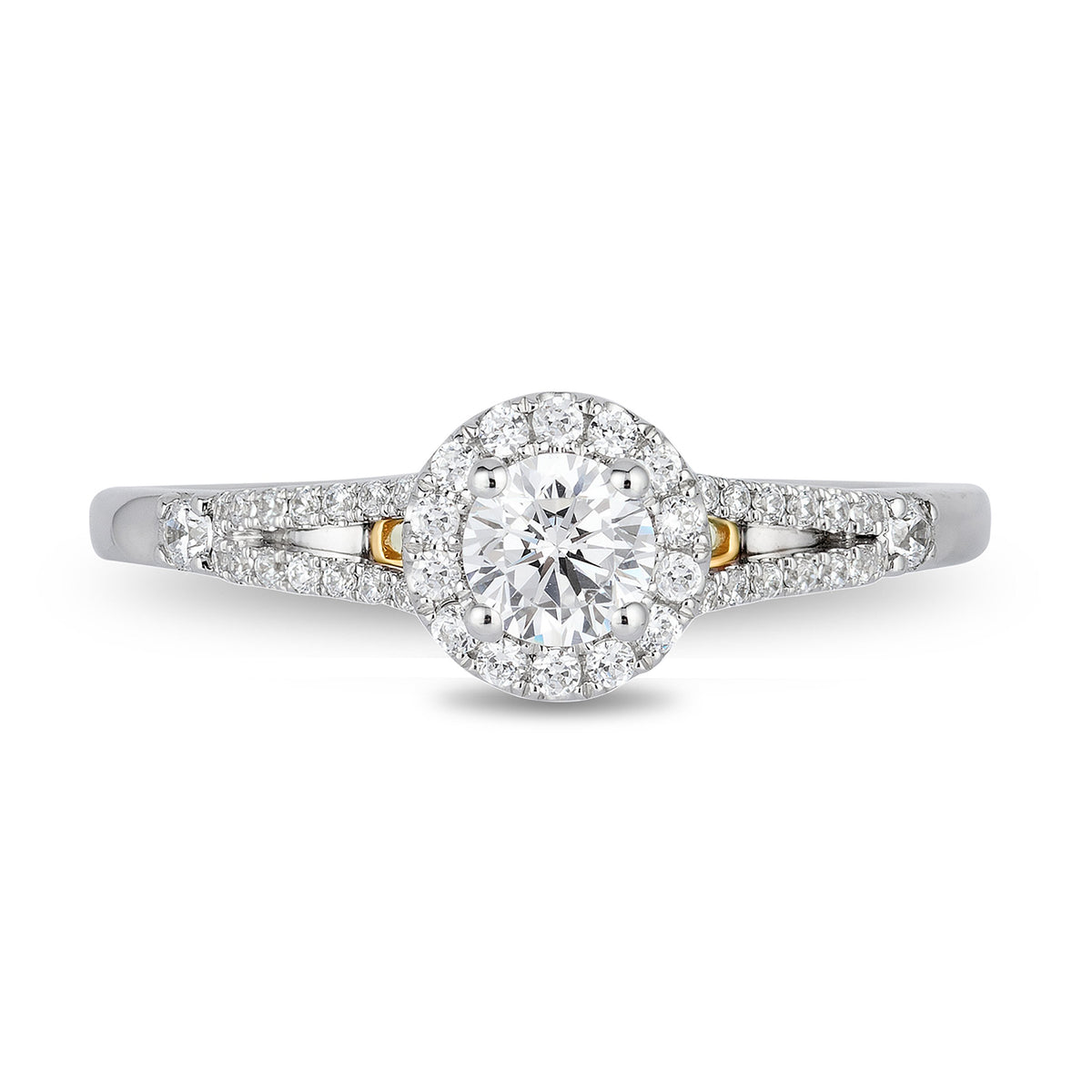 Enchanted Disney Fine Jewelry 14K White Gold and Yellow Gold With 1/2 CTTW Diamond Cinderella Engagement Ring