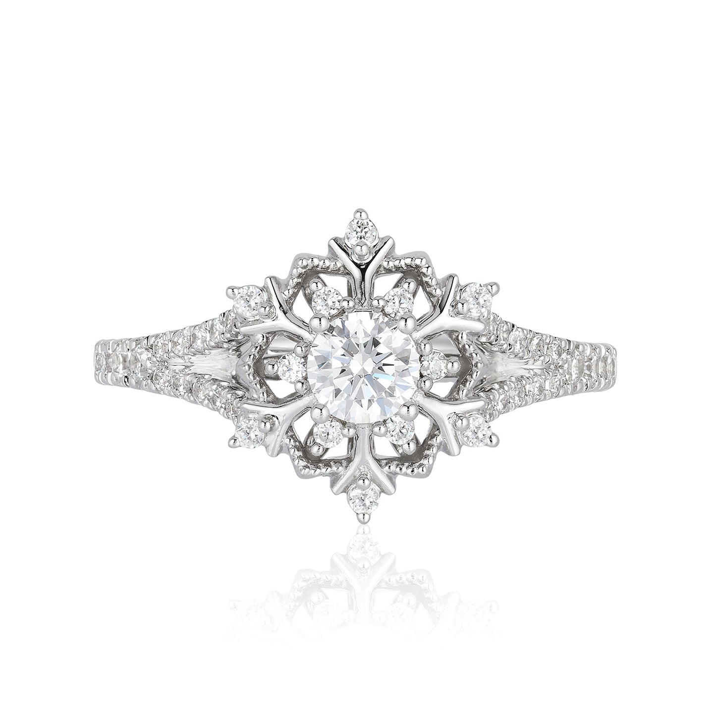 Enchanted Disney Fine Jewelry 14K White Gold with 5/8 CTTW Diamond Elsa Engagement Ring
