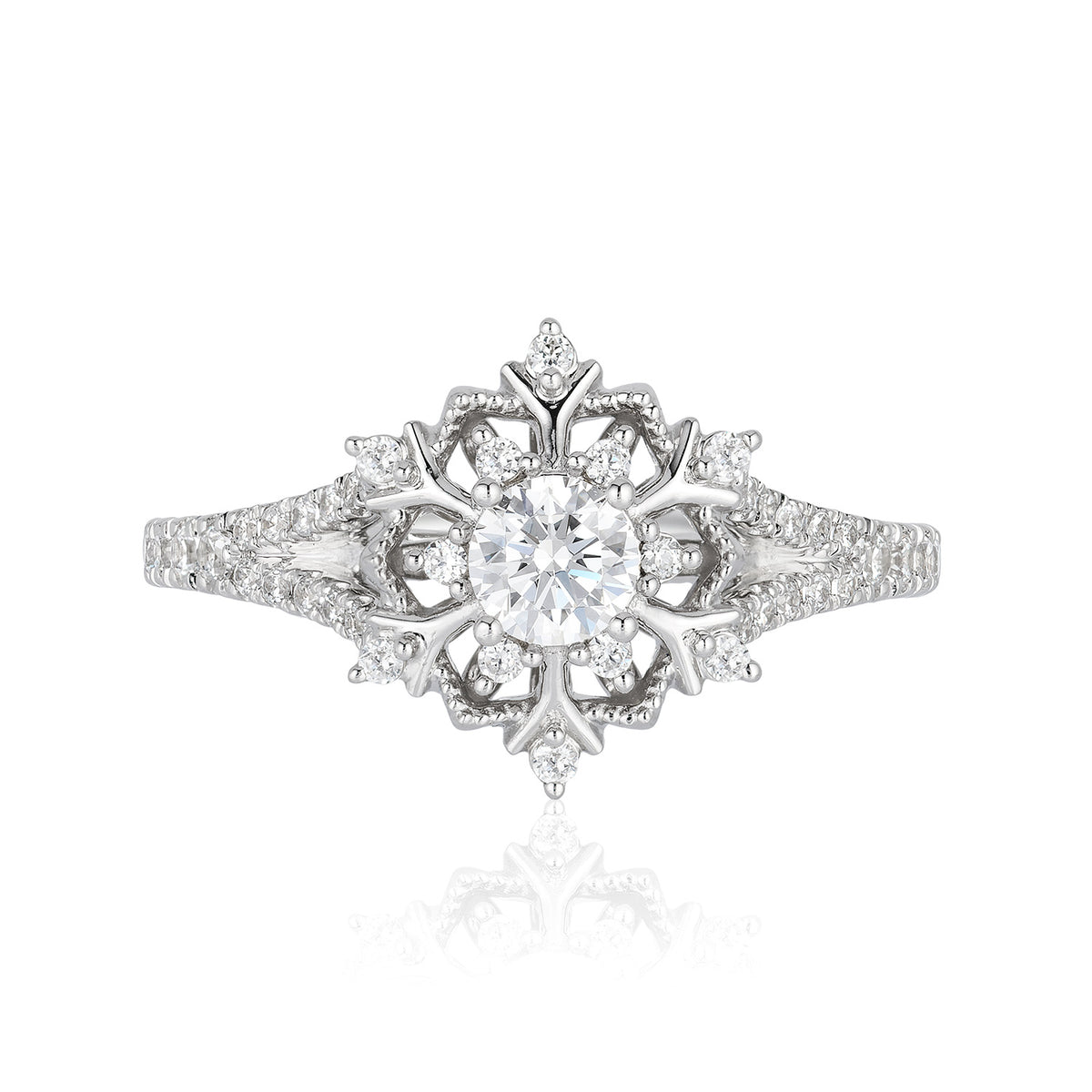Enchanted Disney Fine Jewelry 14K White Gold with 5/8 CTTW Diamond Elsa Engagement Ring