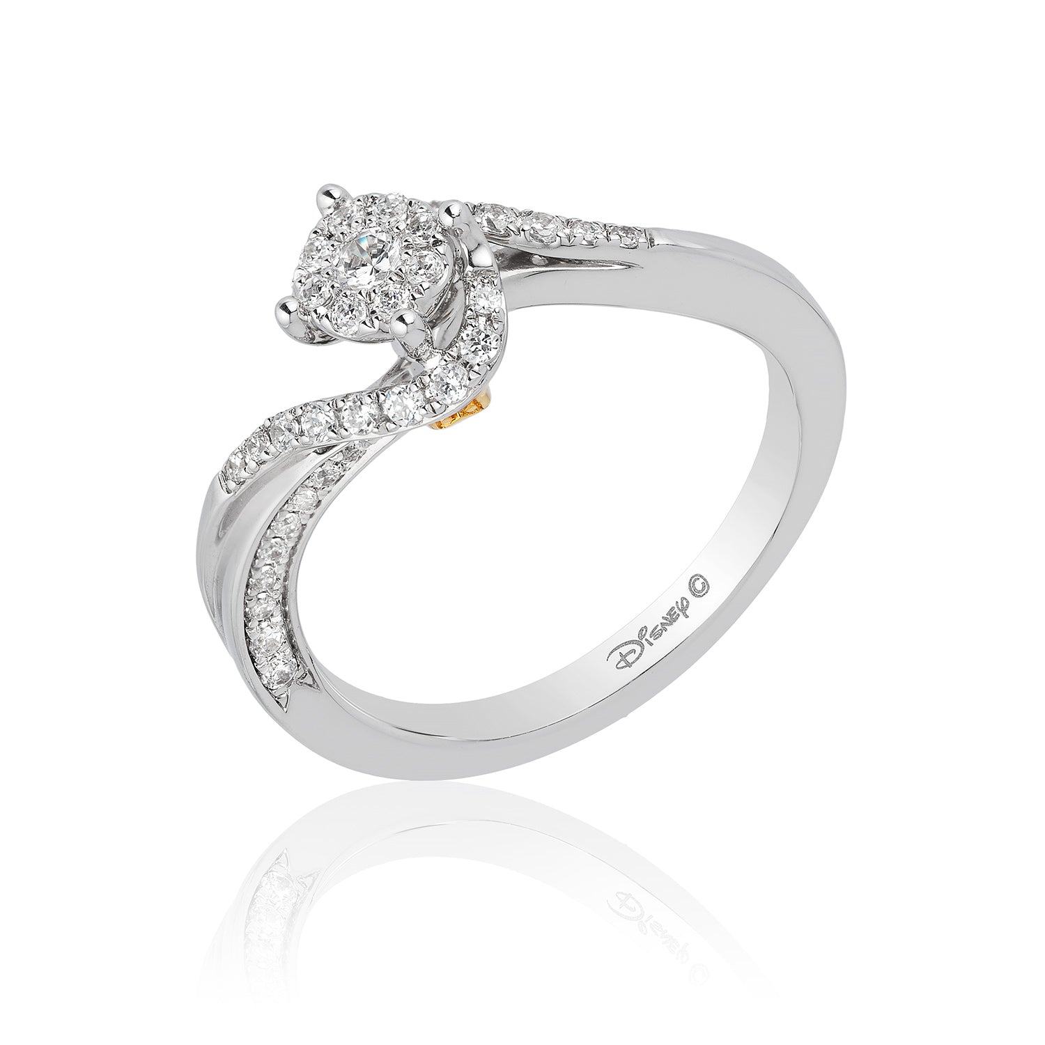 Disney Tinker Bell Inspired Diamond Engagement Ring 10K Yellow Gold 1/3 CTTW View 1