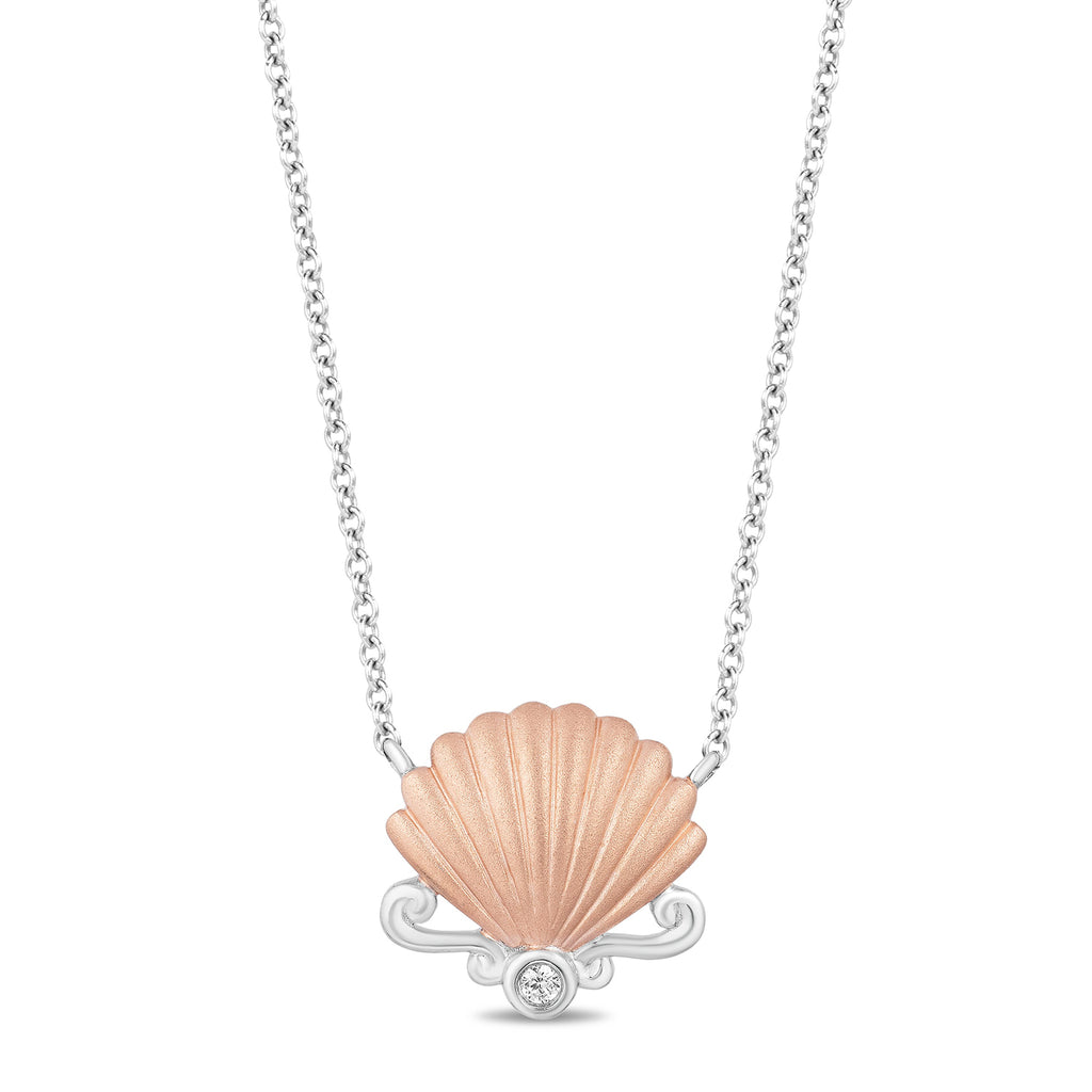 Enchanted Disney Fine Jewelry 10K Rose Gold and White Gold with Diamond Accents Ariel Necklace