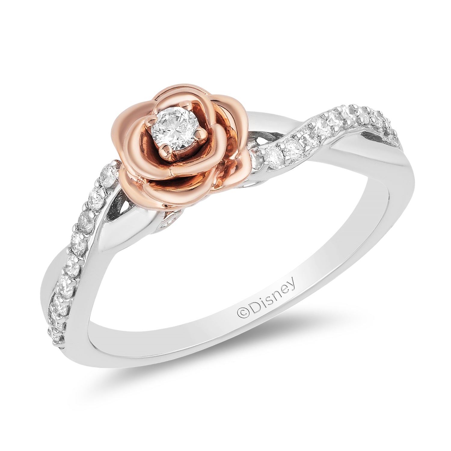 Disney Belle Inspired Rose Diamond Ring 10K Rose Gold 1 5 CTTW