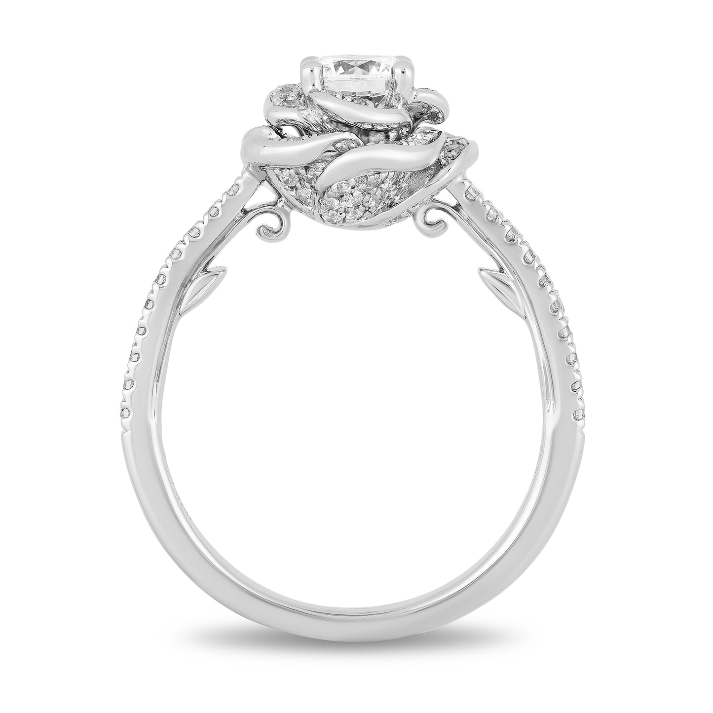 Enchanted Disney Fine Jewelry 14K White Gold with 1 CTTW Diamond Belle Rose Bridal Ring