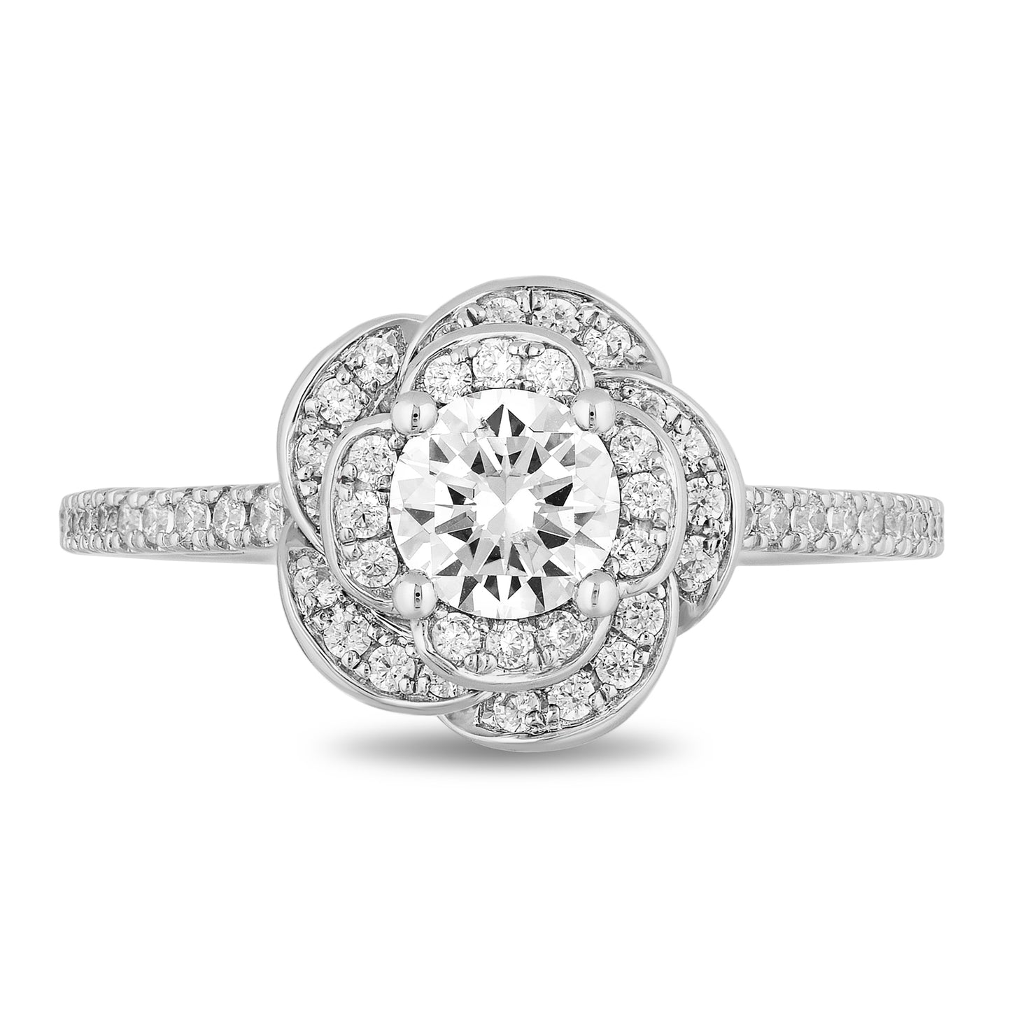 Enchanted Disney Fine Jewelry 14K White Gold with 1 CTTW Diamond Belle Rose Bridal Ring