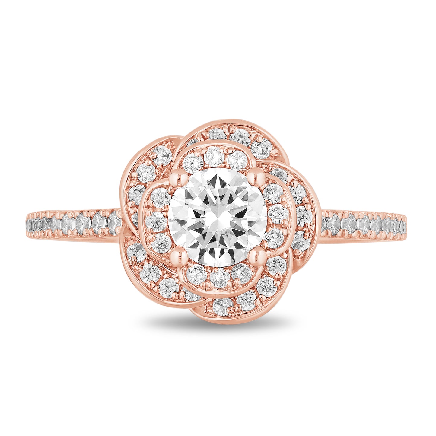 Enchanted Disney Fine Jewelry 14K Rose Gold with 1 CTTW Diamond Belle Rose Engagement Ring