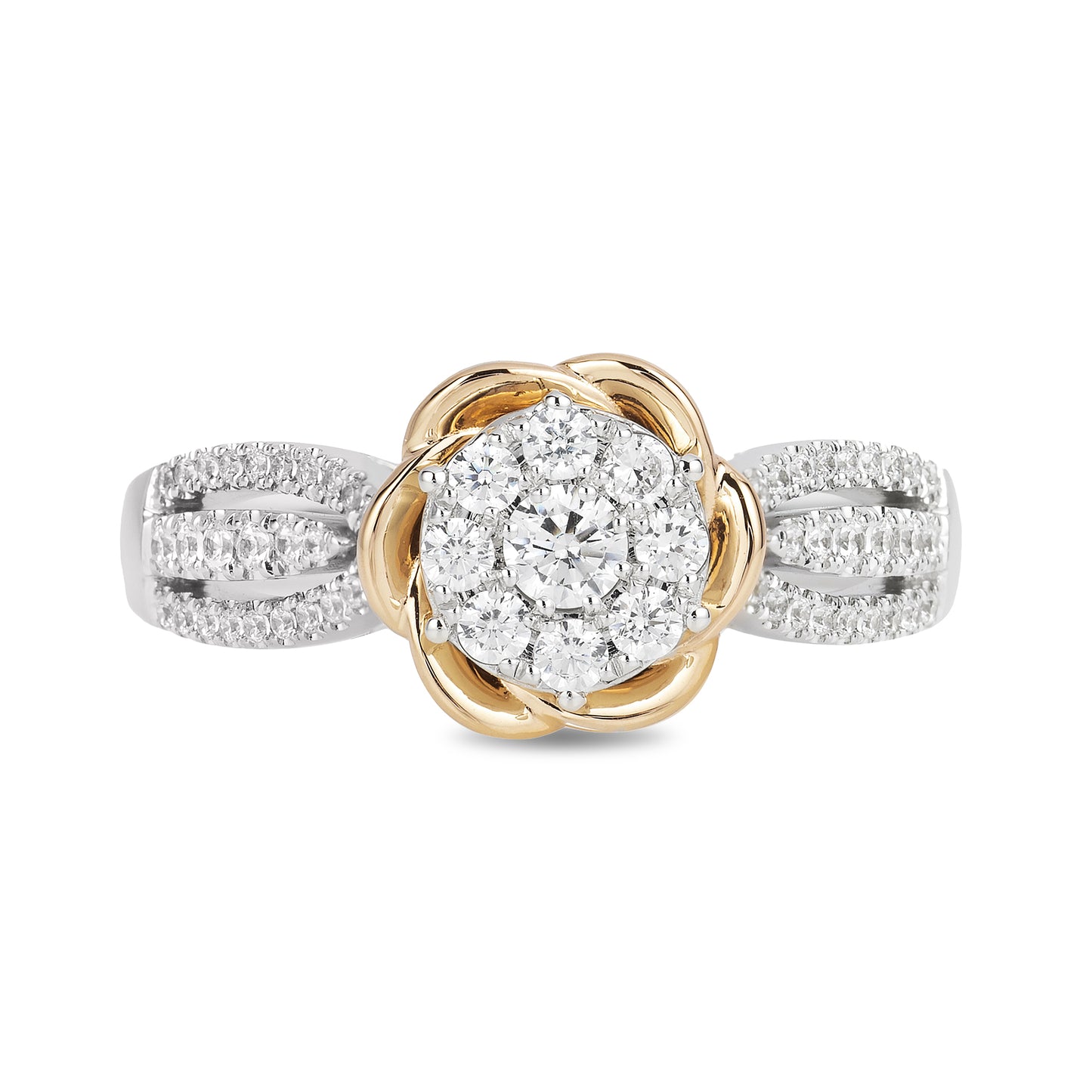 Enchanted Disney Fine Jewelry 14K Yellow Gold and White Gold with 1/2 CTTW Diamond Belle Composite Engagement Ring