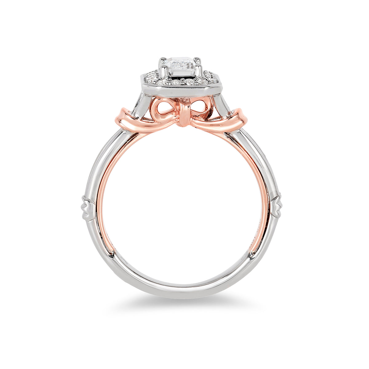 Enchanted Disney Fine Jewelry 14K White Gold and Rose Gold with 5 8 CTTW Snow White Engagement Ring