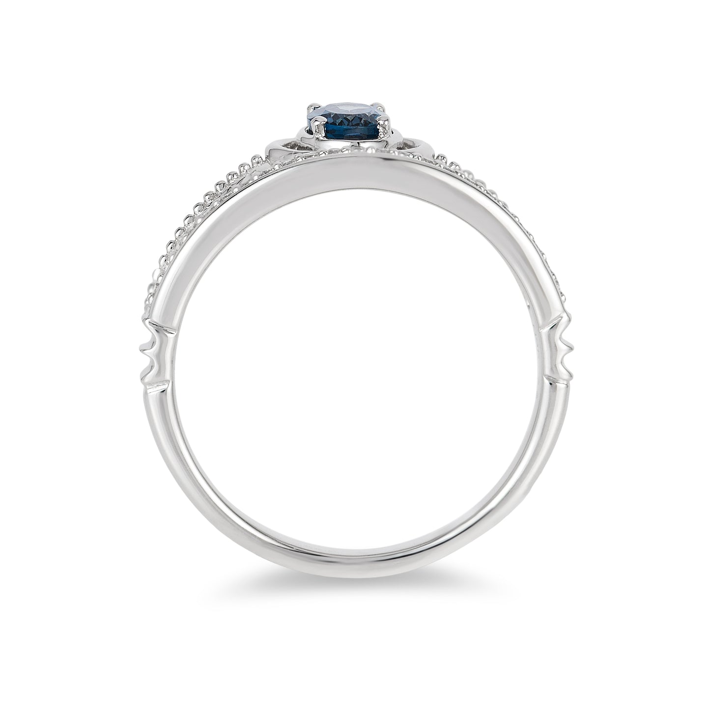 Enchanted Disney Fine Jewelry Sterling Silver with 1/10 CTTW Diamond and London Blue Topaz Cinderella Carriage Tiara Ring
