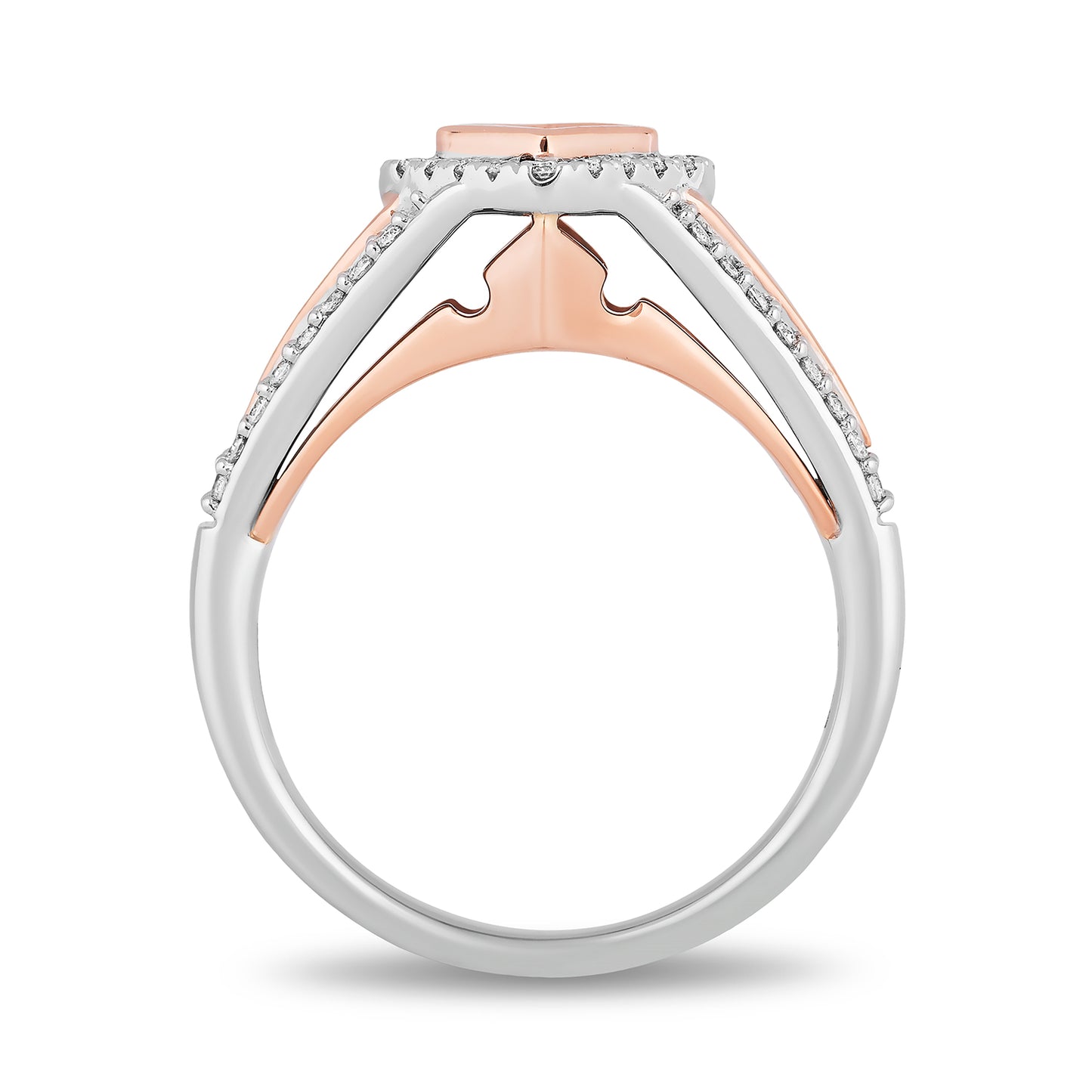 Enchanted Disney Fine Jewelry 14K White Gold and Rose Gold with 1/2 CTTW Princess and Round Diamond Composite Head Aurora Engagement Ring