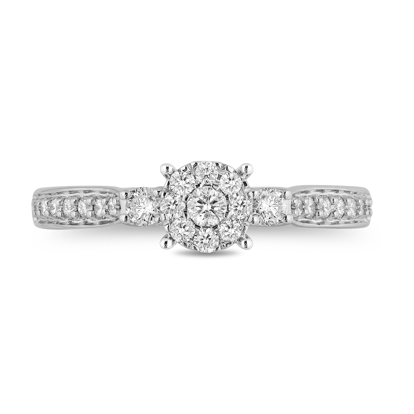 Disney Belle Inspired Diamond Engagement Ring in 14K White Gold and Rose Gold 1/2 CTTW View 2