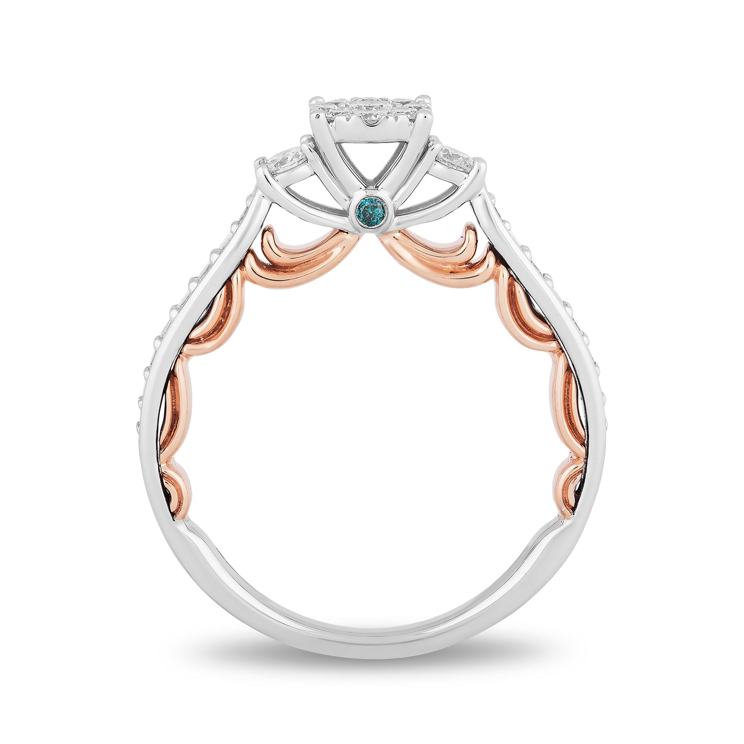 Disney Belle Inspired Diamond Engagement Ring in 14K White Gold and Rose Gold 1/2 CTTW View 3