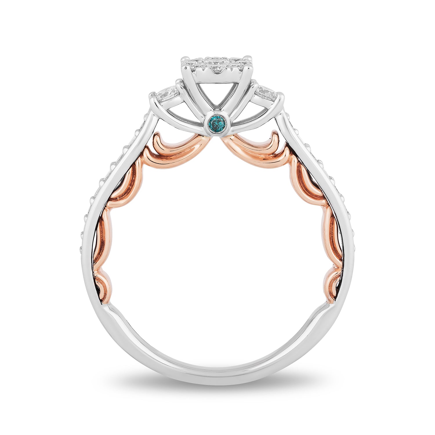 Disney Belle Inspired Diamond Engagement Ring in 14K White Gold and Rose Gold 1/2 CTTW View 3