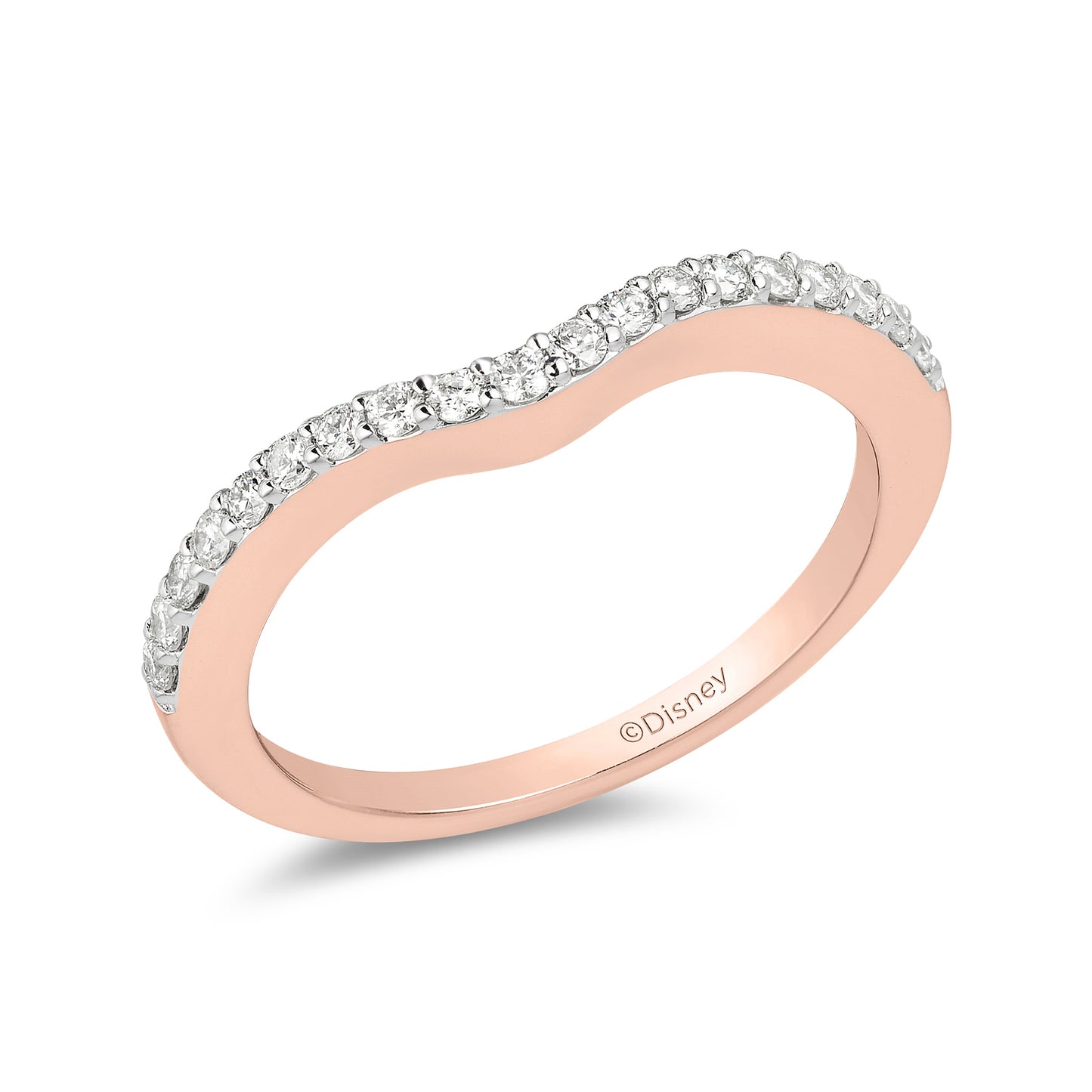 Enchanted Disney Fine Jewelry 14K Rose Gold with 1 CTTW Diamond and Created Blue sapphire Disney Cinderella Bridal Set