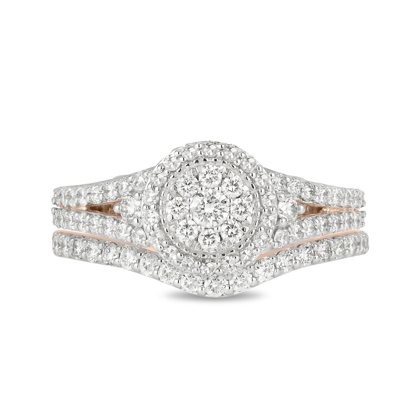 Enchanted Disney Fine Jewelry 14K Rose Gold with 1 CTTW Diamond and Created Blue sapphire Disney Cinderella Bridal Set
