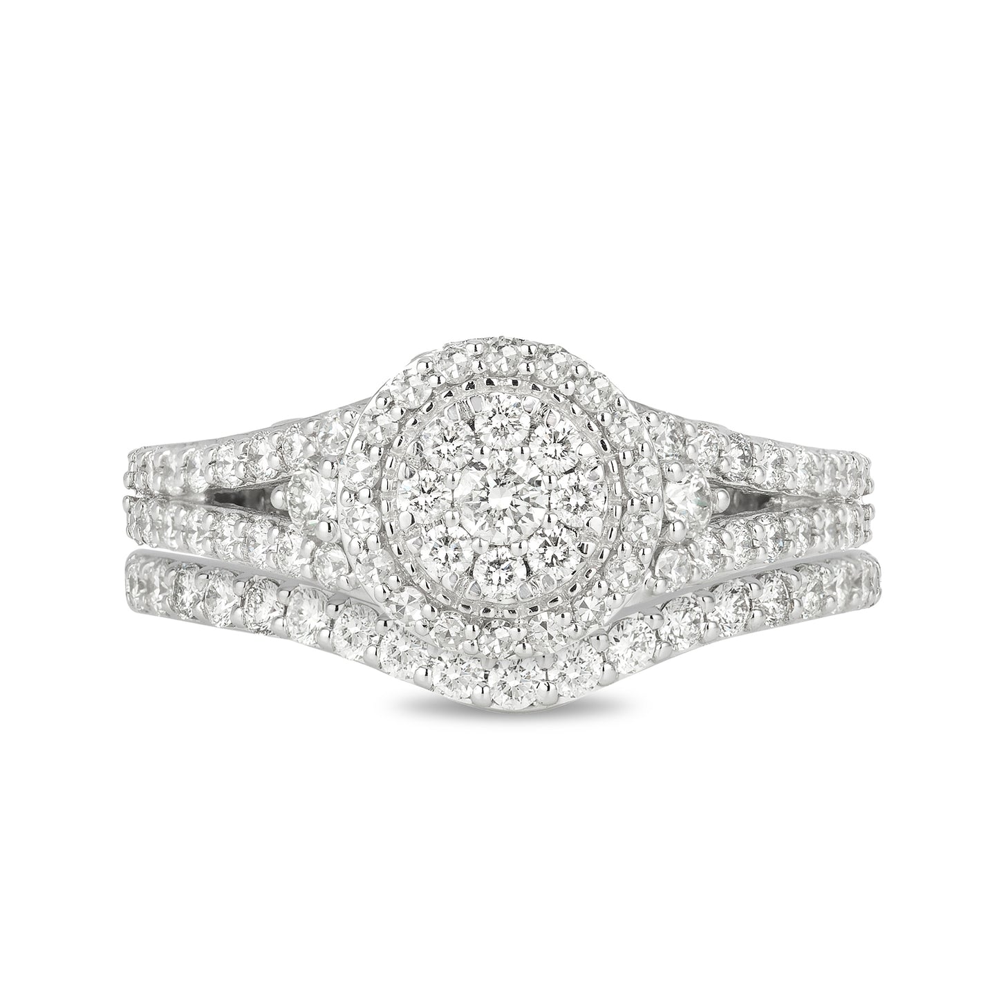 Enchanted Disney Fine Jewelry 14K White Gold with 1 CTTW Diamond and Created Blue sapphire Disney Cinderella Bridal Set