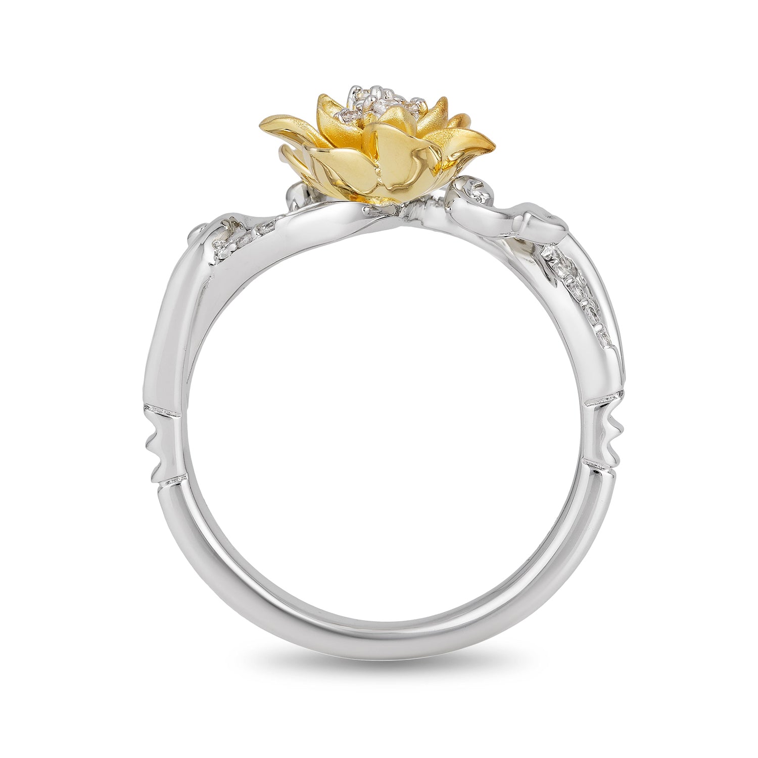 Disney Tiana Inspired Water Lily Ring with 10K Yellow Gold 1 10 CTTW Enchanted Disney Fine Jewelry