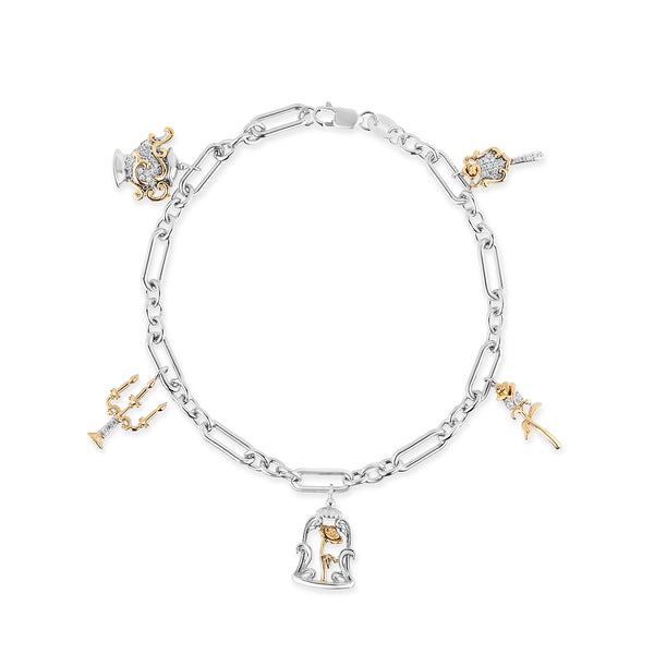 Disney Belle Inspired Diamond Bracelet in Sterling Silver and 10K