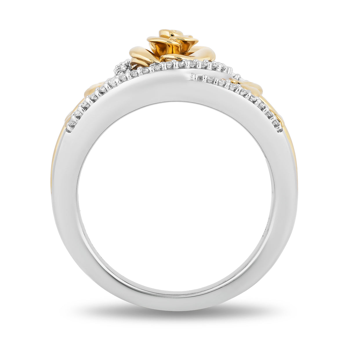 Disney Belle Inspired Diamond Rose Ring 10K Yellow Gold 1 5 CTTW