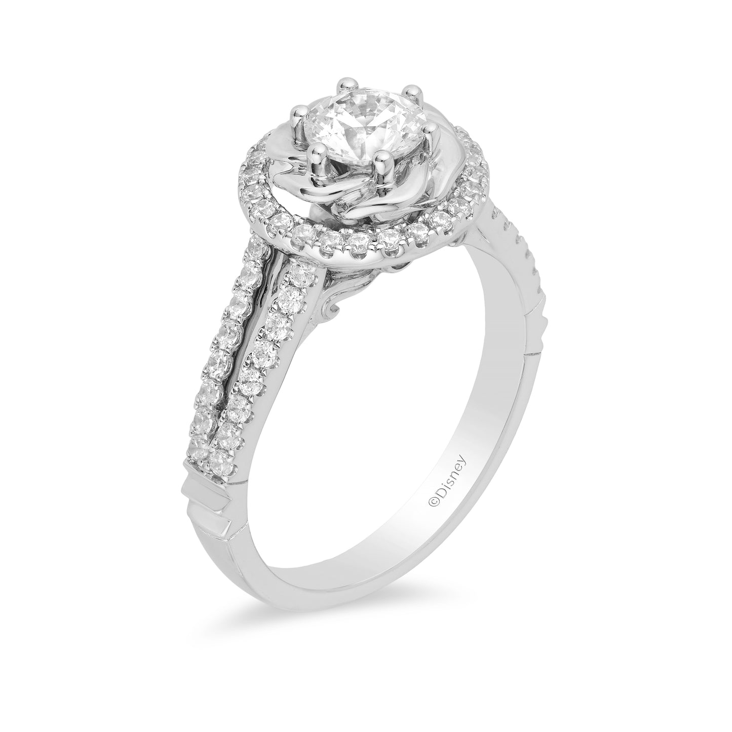 Enchanted Disney Fine Jewelry 14K White Gold with 1 CTTW Belle Engagement Ring