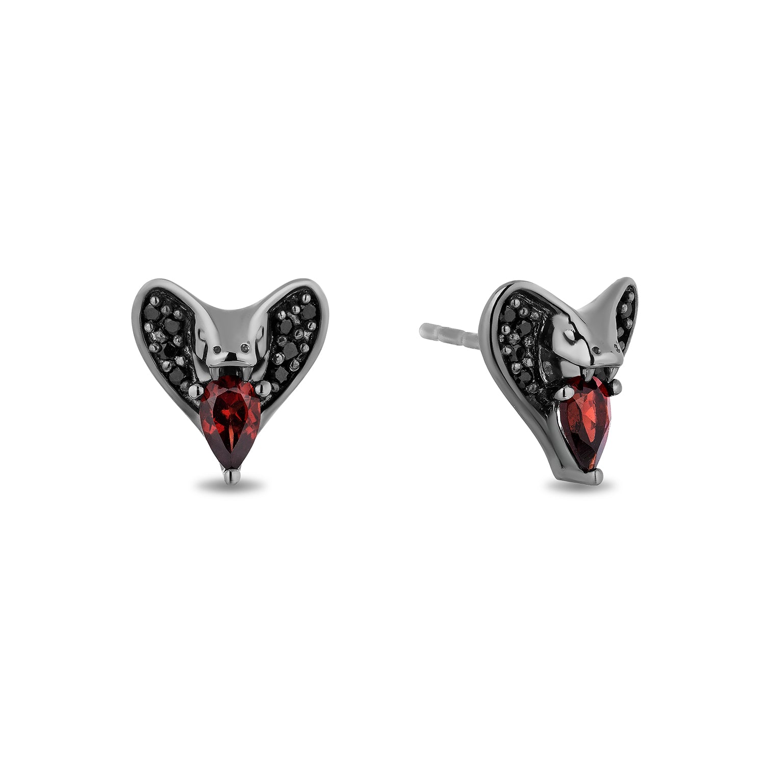 Disney Jafar Inspired Black Diamond Earrings in Black Rhodium Over Sterling Silver 1/8 CTTW View 1