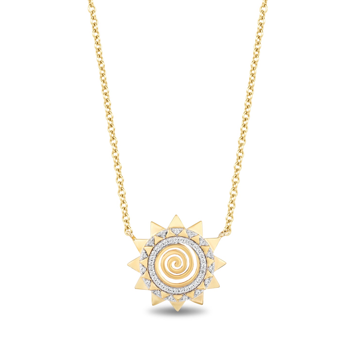 Disney Moana Inspired Diamond Necklace Pendant in 14K Yellow Gold over Sterling Silver 1/10 CTTW View 1
