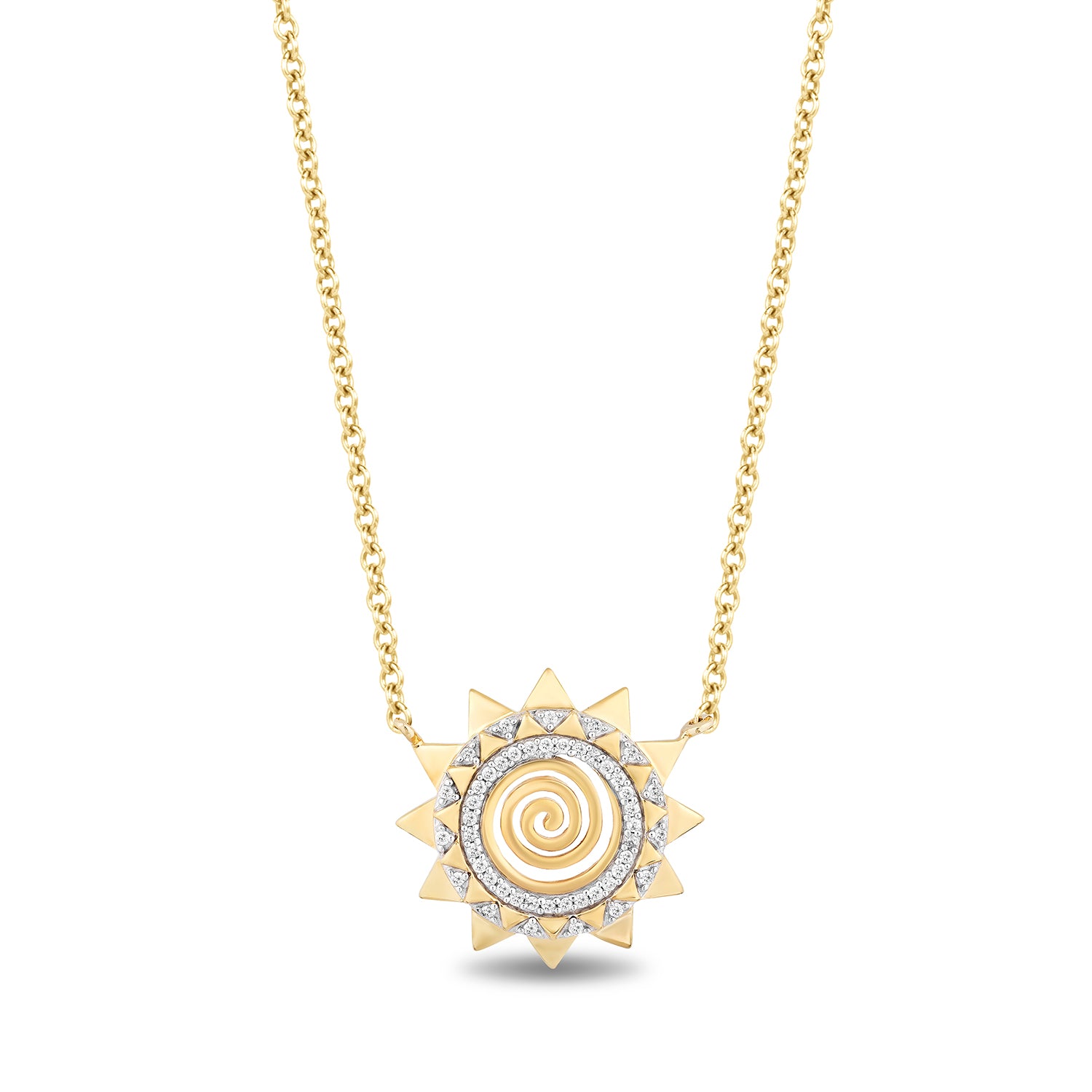 Disney Moana Inspired Diamond Necklace Pendant in 14K Yellow Gold over Sterling Silver 1/10 CTTW View 1